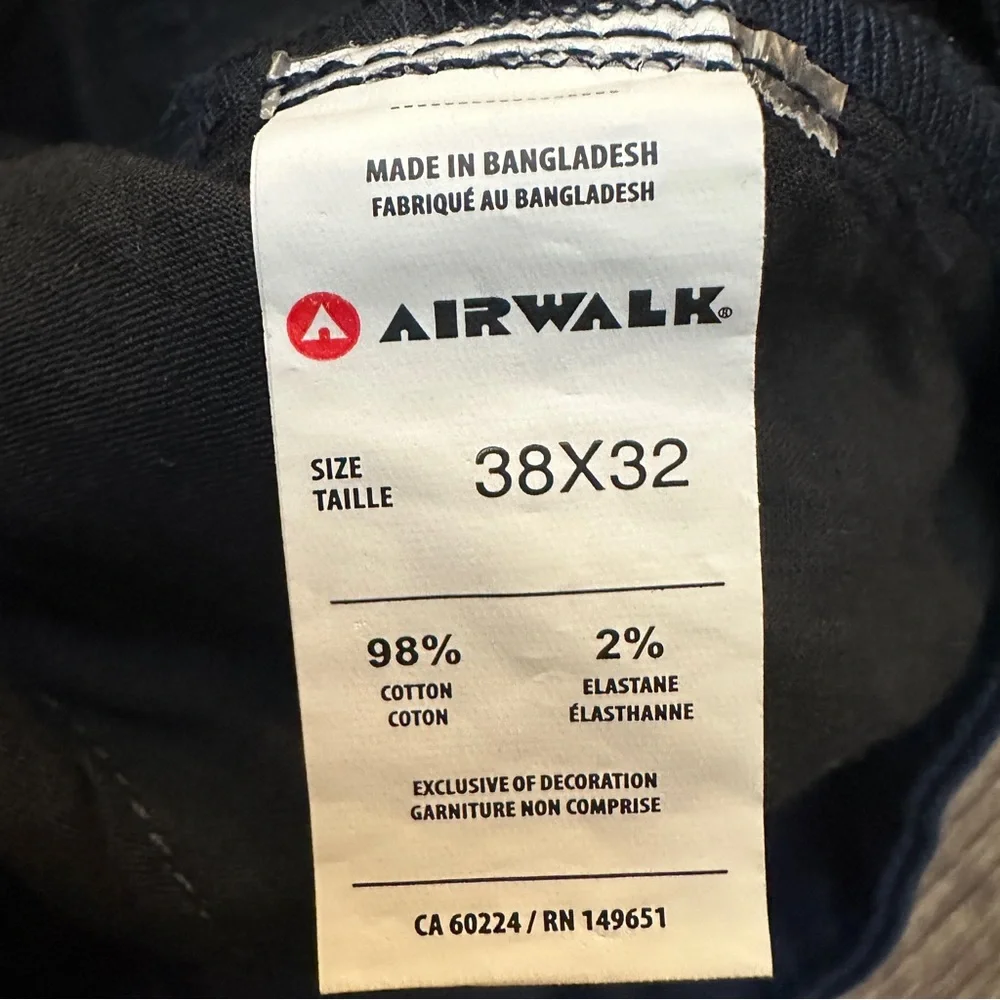 Airwalk Stay Fast Chino Cotton Pants Mens Size 38x32 Blue Marine